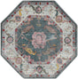 Gray and Blue 4' x 4' Paragon Octagon Area Rug 100% Polypropylene Colorful Vivid Boho Style Modern Carpet for Unique Interiors for Sale at Rug Engine