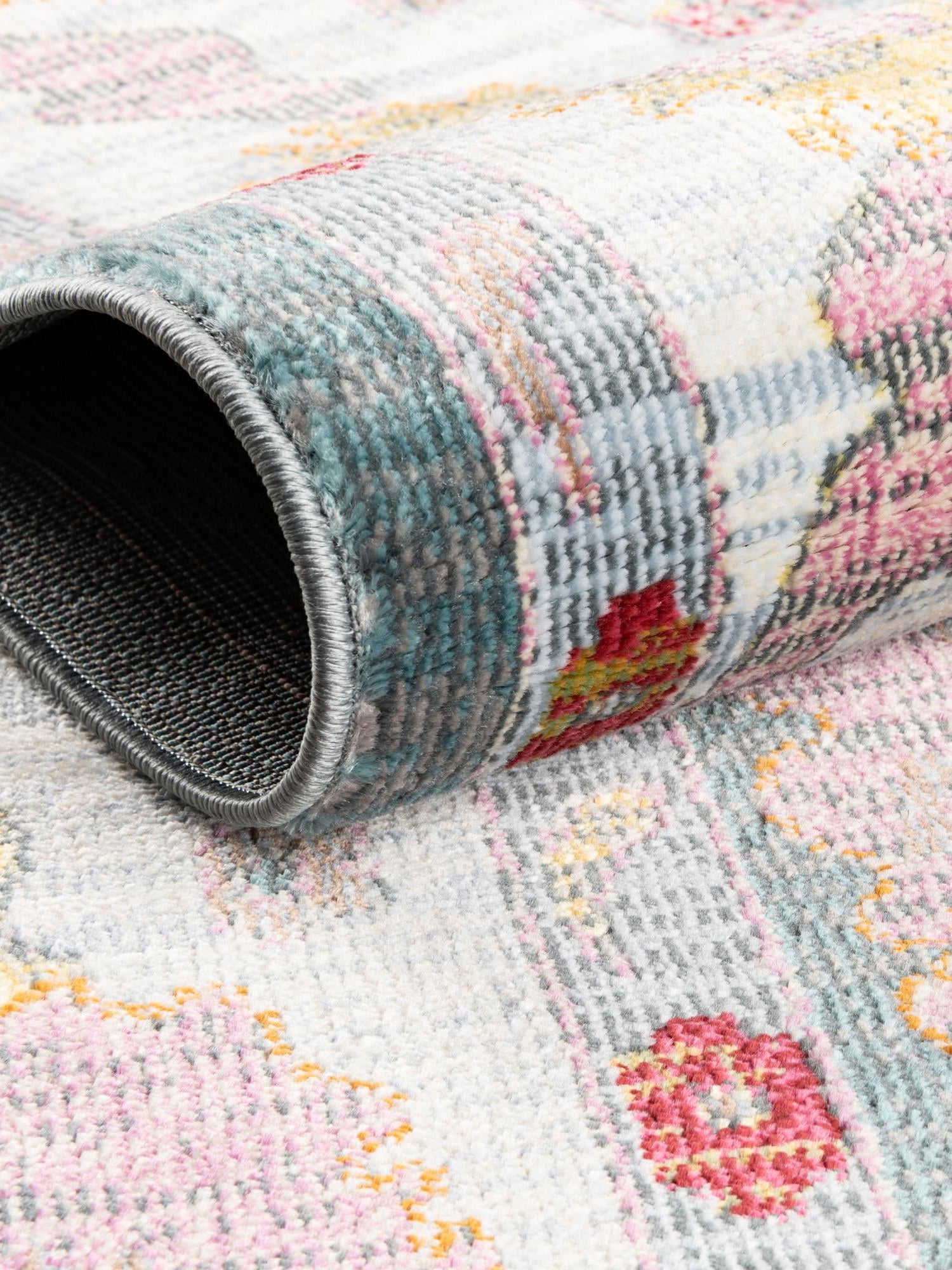 Gray and Blue 2' 2 x 8' Paragon Runner Area Rug 100% Polypropylene Colorful Vivid Boho Style Modern Carpet for Unique Interiors for Sale at Rug Engine