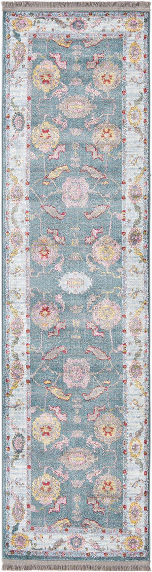 Gray and Blue 2' 2 x 8' Paragon Runner Area Rug 100% Polypropylene Colorful Vivid Boho Style Modern Carpet for Unique Interiors for Sale at Rug Engine