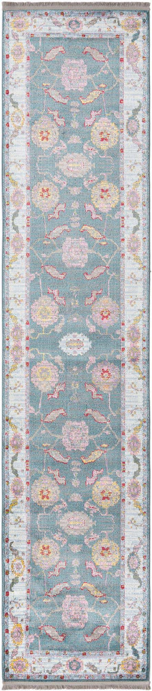 Gray and Blue 2' 7 x 12' Paragon Runner Area Rug 100% Polypropylene Colorful Vivid Boho Style Modern Carpet for Unique Interiors for Sale at Rug Engine