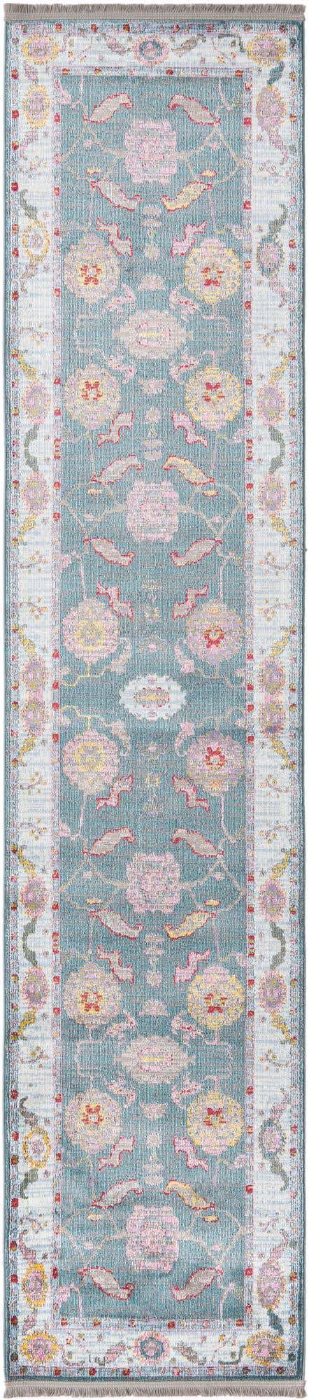 Gray and Blue 2' 7 x 12' Paragon Runner Area Rug 100% Polypropylene Colorful Vivid Boho Style Modern Carpet for Unique Interiors for Sale at Rug Engine
