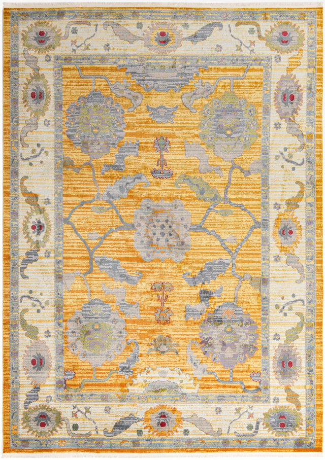 Yellow 9' x 12' Paragon Rectangle Area Rug 100% Polypropylene Colorful Vivid Boho Style Modern Carpet for Unique Interiors for Sale at Rug Engine