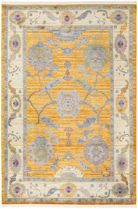 Yellow 6' x 9' Paragon Rectangle Area Rug 100% Polypropylene Colorful Vivid Boho Style Modern Carpet for Unique Interiors for Sale at Rug Engine