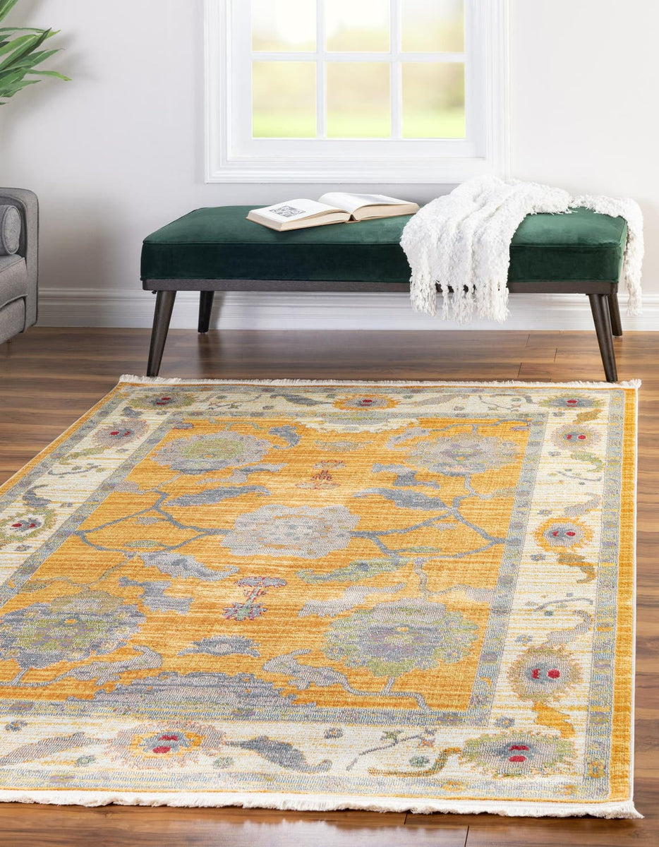 Yellow 6' x 9' Paragon Rectangle Area Rug 100% Polypropylene Colorful ...