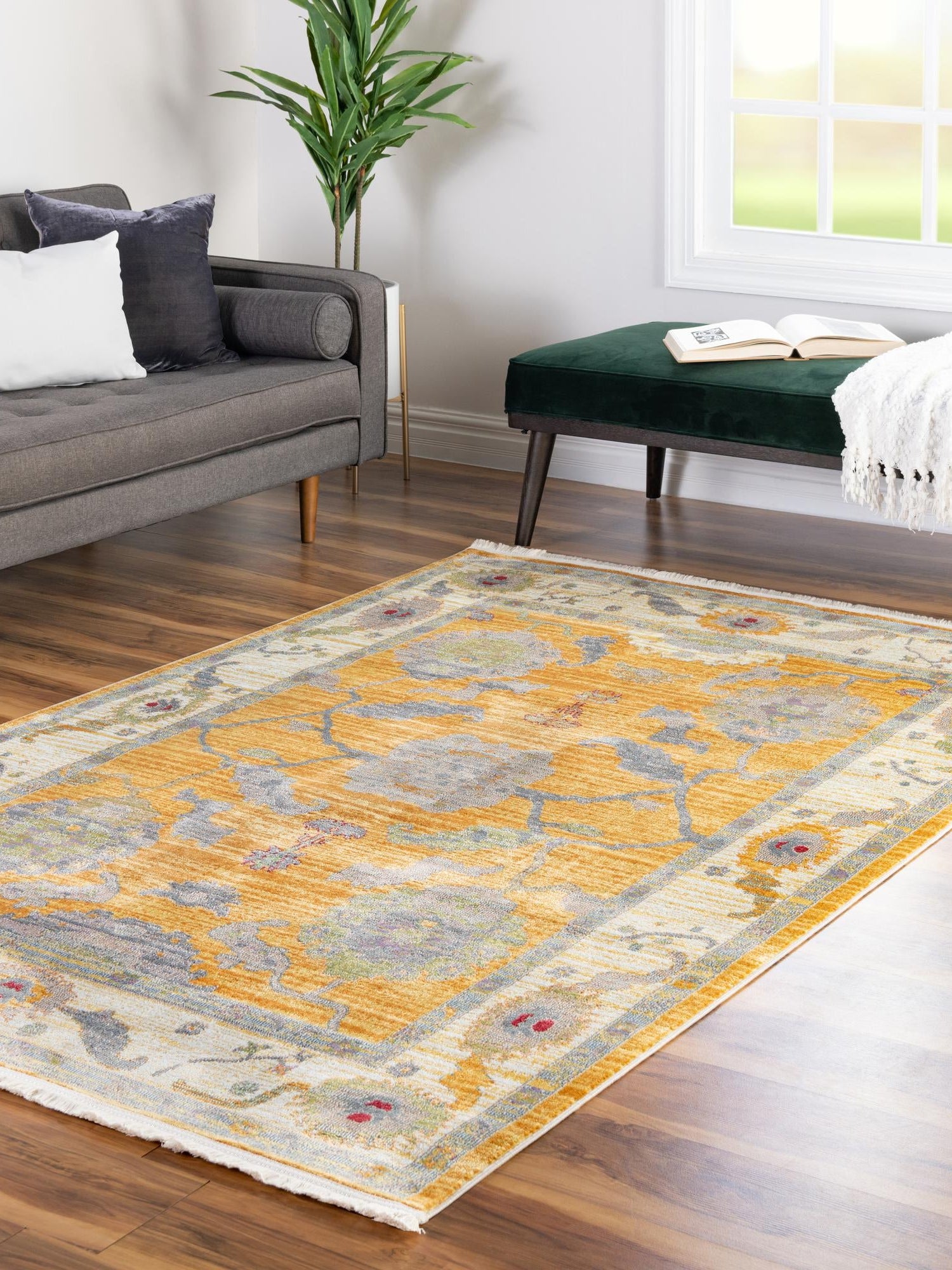 Yellow 3' 3 x 5' 3 Paragon Rectangle Area Rug 100% Polypropylene Colorful Vivid Boho Style Modern Carpet for Unique Interiors for Sale at Rug Engine