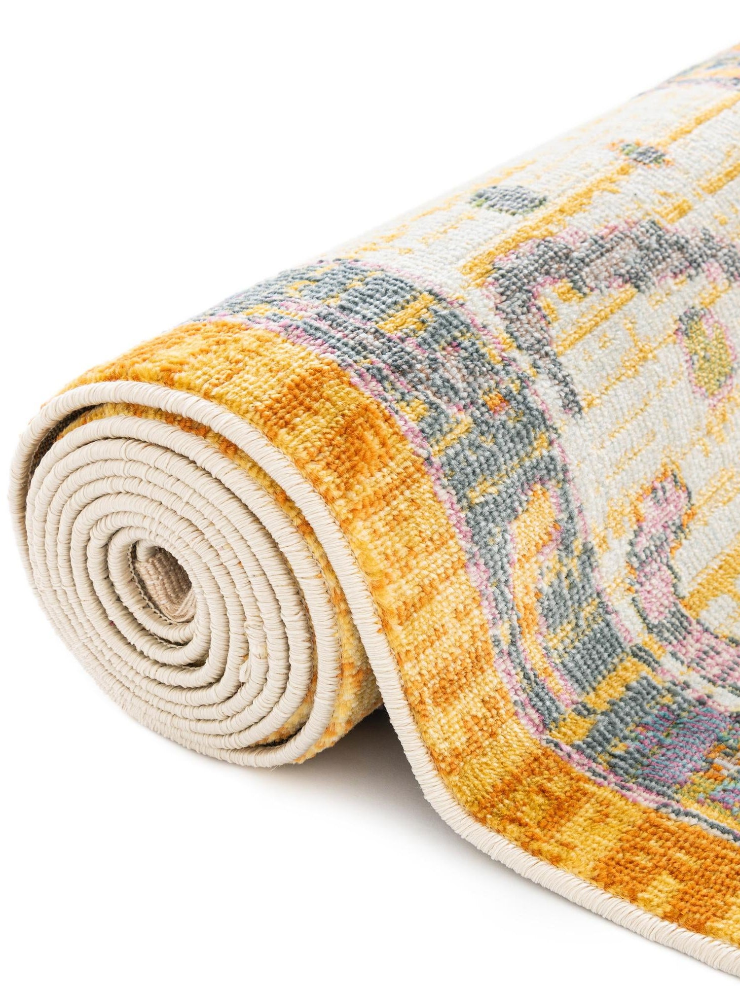 Yellow 7' 1 x 10' Paragon Rectangle Area Rug 100% Polypropylene Colorful Vivid Boho Style Modern Carpet for Unique Interiors for Sale at Rug Engine