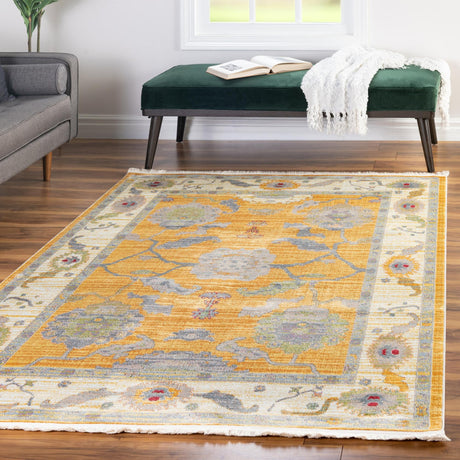 Yellow 6' x 9' Paragon Rectangle Area Rug 100% Polypropylene Colorful Vivid Boho Style Modern Carpet for Unique Interiors for Sale at Rug Engine