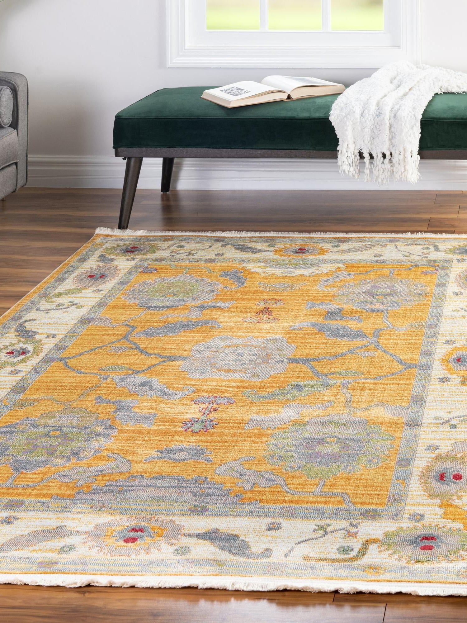 Yellow 8' 2 x 10' Paragon Rectangle Area Rug 100% Polypropylene Colorful Vivid Boho Style Modern Carpet for Unique Interiors for Sale at Rug Engine