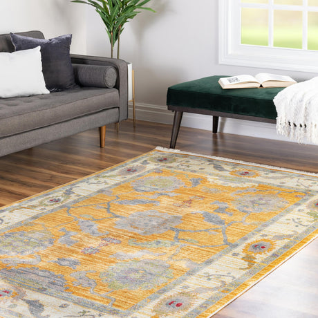 Yellow 6' x 9' Paragon Rectangle Area Rug 100% Polypropylene Colorful Vivid Boho Style Modern Carpet for Unique Interiors for Sale at Rug Engine