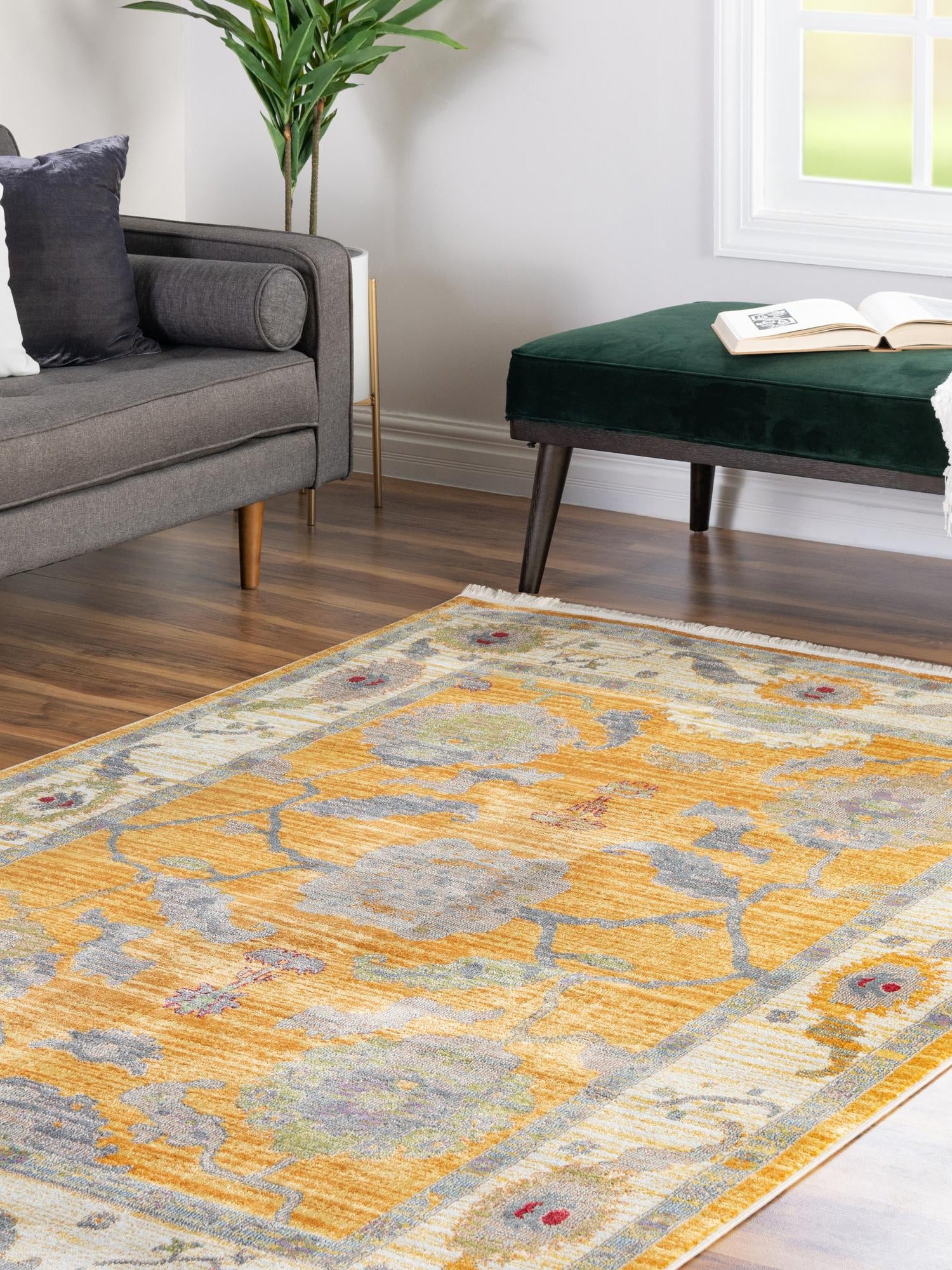 Yellow 9' x 12' Paragon Rectangle Area Rug 100% Polypropylene Colorful Vivid Boho Style Modern Carpet for Unique Interiors for Sale at Rug Engine