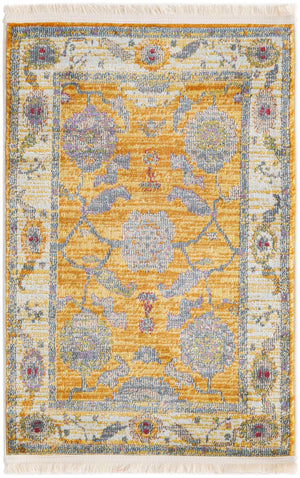 Yellow 2' 2 x 3' Paragon Rectangle Area Rug 100% Polypropylene Colorful Vivid Boho Style Modern Carpet for Unique Interiors for Sale at Rug Engine