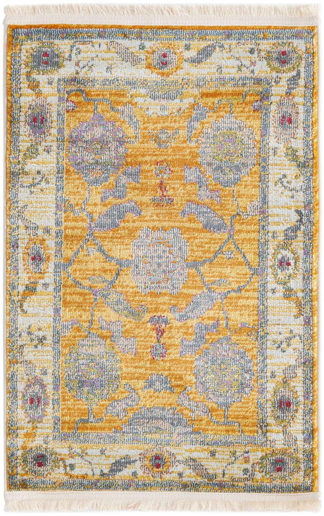 Yellow 2' 2 x 3' Paragon Rectangle Area Rug 100% Polypropylene Colorful Vivid Boho Style Modern Carpet for Unique Interiors for Sale at Rug Engine