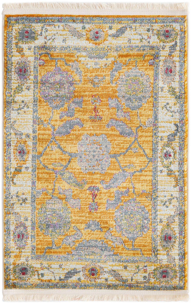 Yellow 2' 2 x 3' Paragon Rectangle Area Rug 100% Polypropylene Colorful Vivid Boho Style Modern Carpet for Unique Interiors for Sale at Rug Engine