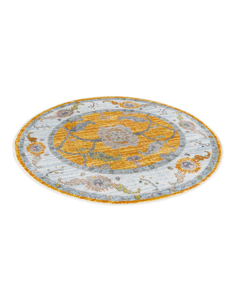 Yellow 3' 3 x 3' 3 Paragon Round Area Rug 100% Polypropylene Colorful Vivid Boho Style Modern Carpet for Unique Interiors for Sale at Rug Engine
