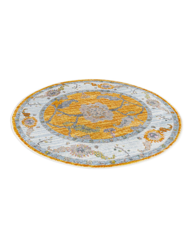 Yellow 3' 3 x 3' 3 Paragon Round Area Rug 100% Polypropylene Colorful Vivid Boho Style Modern Carpet for Unique Interiors for Sale at Rug Engine