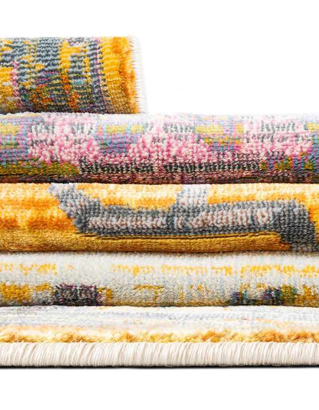 Yellow 3' 3 x 3' 3 Paragon Round Area Rug 100% Polypropylene Colorful Vivid Boho Style Modern Carpet for Unique Interiors for Sale at Rug Engine