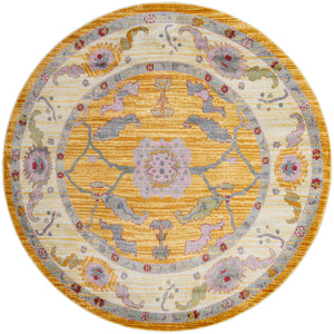 Yellow 8' 2 x 8' 2 Paragon Round Area Rug 100% Polypropylene Colorful Vivid Boho Style Modern Carpet for Unique Interiors for Sale at Rug Engine