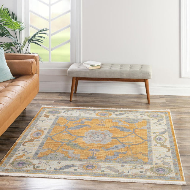 Yellow 8' 2 x 8' 2 Paragon Square Area Rug 100% Polypropylene Colorful Vivid Boho Style Modern Carpet for Unique Interiors for Sale at Rug Engine