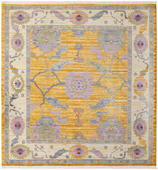 Yellow 8' 2 x 8' 2 Paragon Square Area Rug 100% Polypropylene Colorful Vivid Boho Style Modern Carpet for Unique Interiors for Sale at Rug Engine