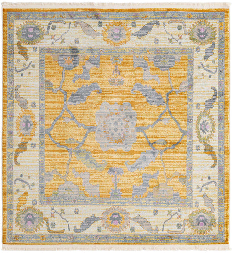 Yellow 5' 5 x 5' 5 Paragon Square Area Rug 100% Polypropylene Colorful Vivid Boho Style Modern Carpet for Unique Interiors for Sale at Rug Engine