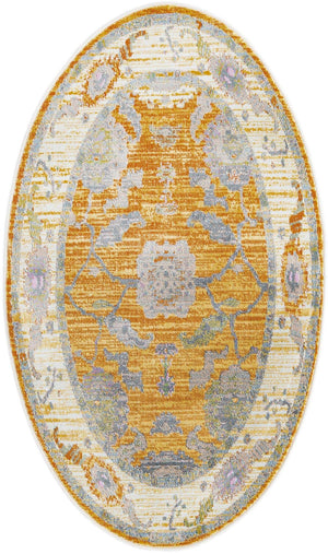 Yellow 3' 3 x 5' 3 Paragon Oval Area Rug 100% Polypropylene Colorful Vivid Boho Style Modern Carpet for Unique Interiors for Sale at Rug Engine