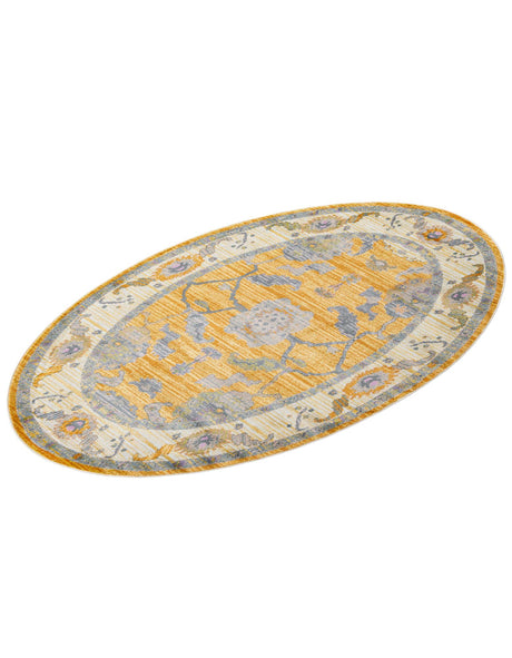 Yellow 5' 5 x 8' Paragon Oval Area Rug 100% Polypropylene Colorful Vivid Boho Style Modern Carpet for Unique Interiors for Sale at Rug Engine