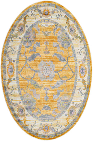 Yellow 5' 5 x 8' Paragon Oval Area Rug 100% Polypropylene Colorful Vivid Boho Style Modern Carpet for Unique Interiors for Sale at Rug Engine