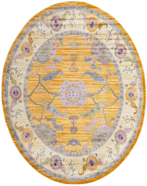 Yellow 8' 2 x 10' Paragon Oval Area Rug 100% Polypropylene Colorful Vivid Boho Style Modern Carpet for Unique Interiors for Sale at Rug Engine