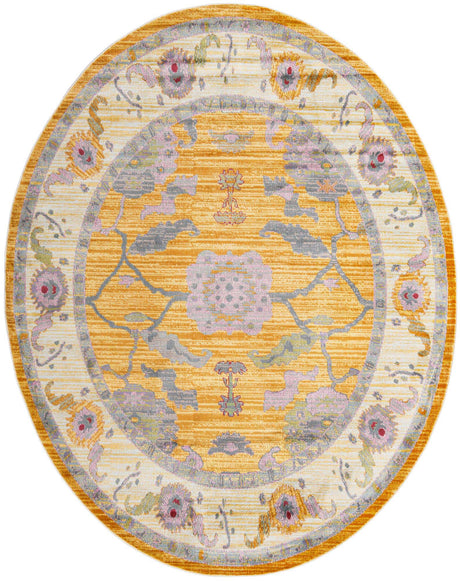 Yellow 8' 2 x 10' Paragon Oval Area Rug 100% Polypropylene Colorful Vivid Boho Style Modern Carpet for Unique Interiors for Sale at Rug Engine