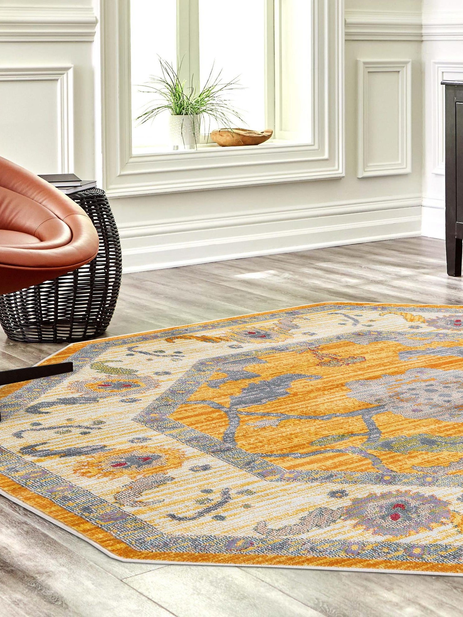 Yellow 8' 2 x 8' 2 Paragon Octagon Area Rug 100% Polypropylene Colorful Vivid Boho Style Modern Carpet for Unique Interiors for Sale at Rug Engine