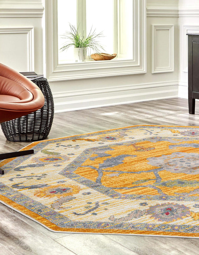 Yellow 8' 2 x 8' 2 Paragon Octagon Area Rug 100% Polypropylene Colorful Vivid Boho Style Modern Carpet for Unique Interiors for Sale at Rug Engine