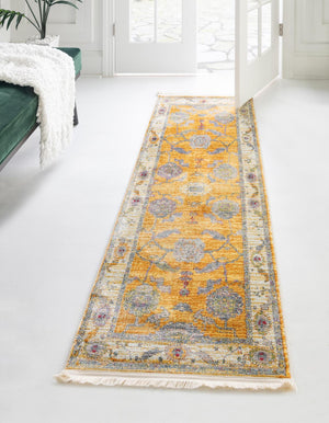 Yellow 2' 2 x 8' Paragon Runner Area Rug 100% Polypropylene Colorful Vivid Boho Style Modern Carpet for Unique Interiors for Sale at Rug Engine