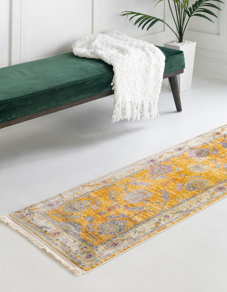 Yellow 2' 2 x 8' Paragon Runner Area Rug 100% Polypropylene Colorful Vivid Boho Style Modern Carpet for Unique Interiors for Sale at Rug Engine