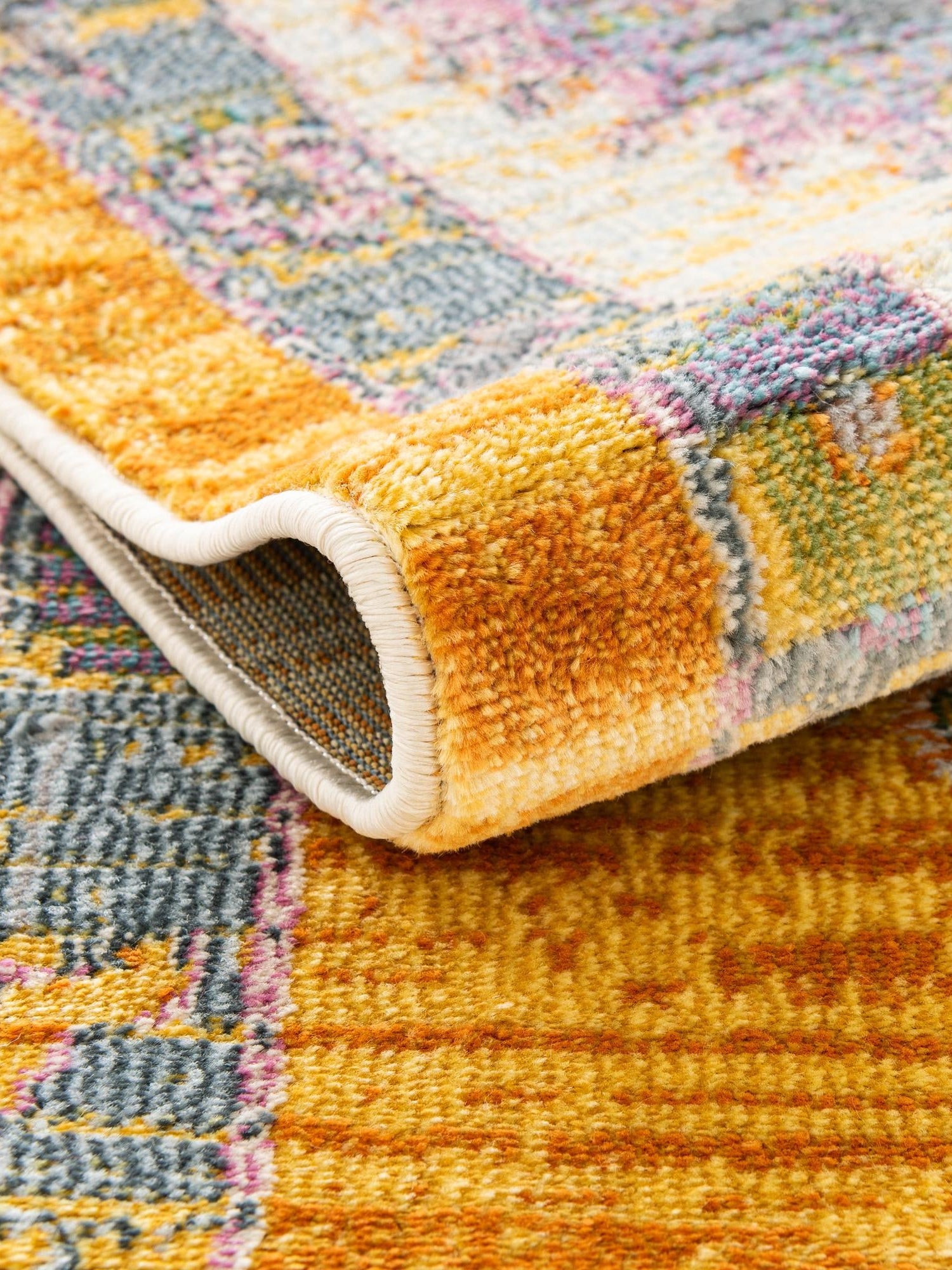 Yellow 2' 7 x 12' Paragon Runner Area Rug 100% Polypropylene Colorful Vivid Boho Style Modern Carpet for Unique Interiors for Sale at Rug Engine
