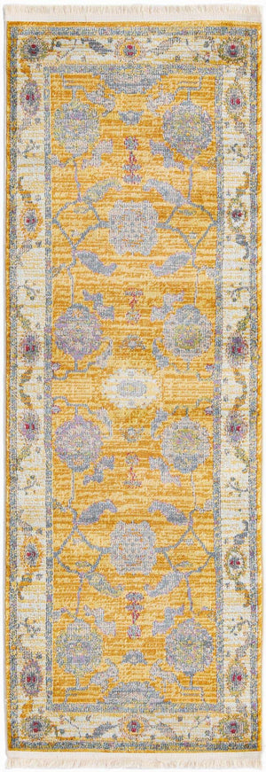 Yellow 2' 2 x 6' Paragon Runner Area Rug 100% Polypropylene Colorful Vivid Boho Style Modern Carpet for Unique Interiors for Sale at Rug Engine