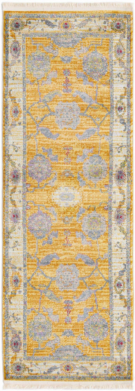 Yellow 2' 2 x 6' Paragon Runner Area Rug 100% Polypropylene Colorful Vivid Boho Style Modern Carpet for Unique Interiors for Sale at Rug Engine