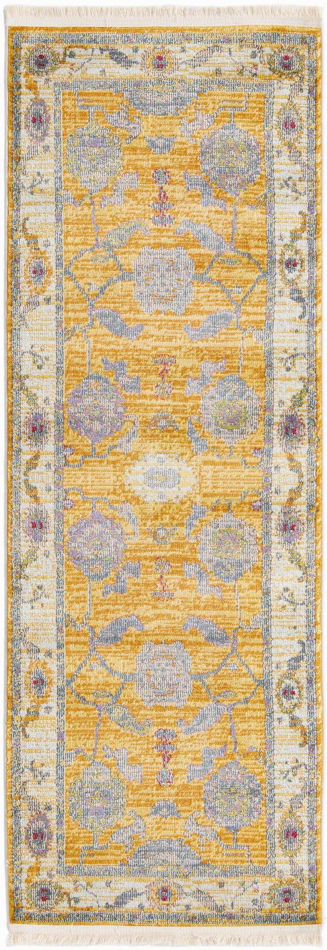 Yellow 2' 2 x 6' Paragon Runner Area Rug 100% Polypropylene Colorful Vivid Boho Style Modern Carpet for Unique Interiors for Sale at Rug Engine