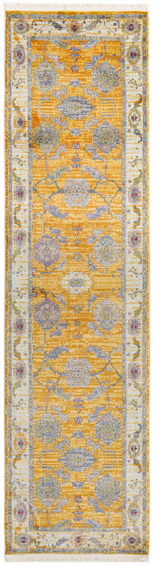 Yellow 2' 7 x 10' Paragon Runner Area Rug 100% Polypropylene Colorful Vivid Boho Style Modern Carpet for Unique Interiors for Sale at Rug Engine