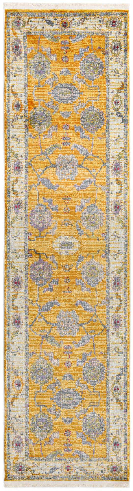 Yellow 2' 7 x 10' Paragon Runner Area Rug 100% Polypropylene Colorful Vivid Boho Style Modern Carpet for Unique Interiors for Sale at Rug Engine