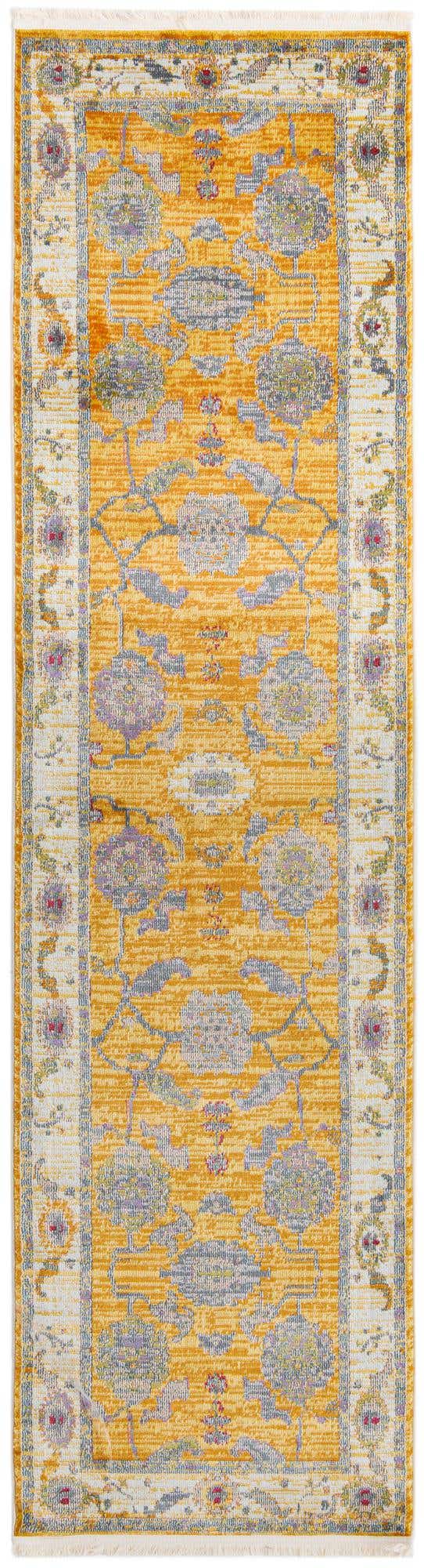 Yellow 2' 7 x 10' Paragon Runner Area Rug 100% Polypropylene Colorful Vivid Boho Style Modern Carpet for Unique Interiors for Sale at Rug Engine
