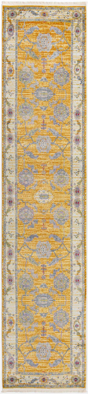 Yellow 2' 7 x 12' Paragon Runner Area Rug 100% Polypropylene Colorful Vivid Boho Style Modern Carpet for Unique Interiors for Sale at Rug Engine