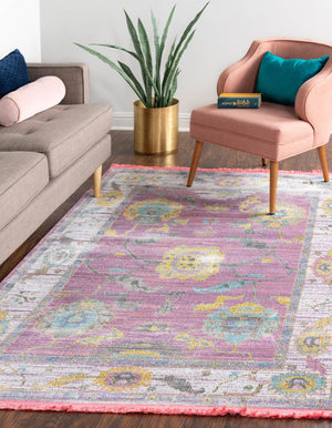 Pink 4' 3 x 6' Paragon Rectangle Area Rug 100% Polypropylene Colorful Vivid Boho Style Modern Carpet for Unique Interiors for Sale at Rug Engine