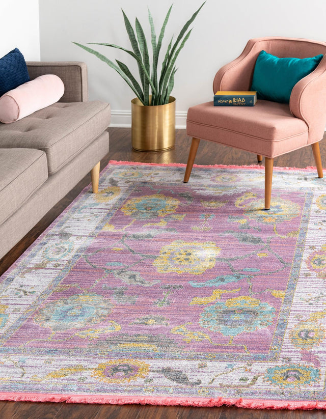 Pink 4' 3 x 6' Paragon Rectangle Area Rug 100% Polypropylene Colorful Vivid Boho Style Modern Carpet for Unique Interiors for Sale at Rug Engine