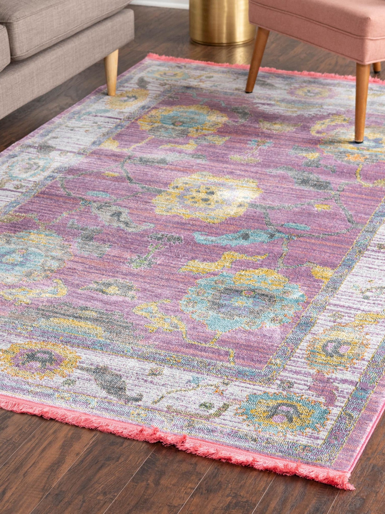 Pink 9' x 12' Paragon Rectangle Area Rug 100% Polypropylene Colorful Vivid Boho Style Modern Carpet for Unique Interiors for Sale at Rug Engine