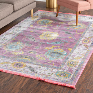 Pink 9' x 12' Paragon Rectangle Area Rug 100% Polypropylene Colorful Vivid Boho Style Modern Carpet for Unique Interiors for Sale at Rug Engine