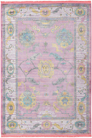 Pink 5' 5 x 8' Paragon Rectangle Area Rug 100% Polypropylene Colorful Vivid Boho Style Modern Carpet for Unique Interiors for Sale at Rug Engine