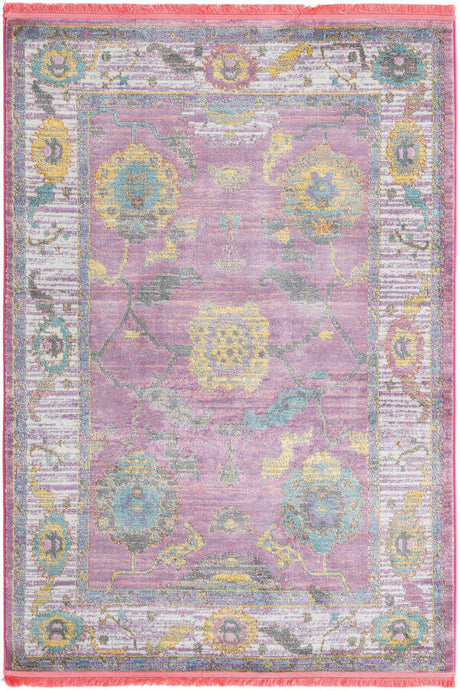 Pink 4' 3 x 6' Paragon Rectangle Area Rug 100% Polypropylene Colorful Vivid Boho Style Modern Carpet for Unique Interiors for Sale at Rug Engine