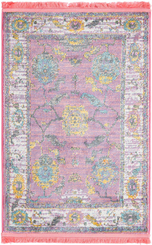 Pink 2' 2 x 3' Paragon Rectangle Area Rug 100% Polypropylene Colorful Vivid Boho Style Modern Carpet for Unique Interiors for Sale at Rug Engine