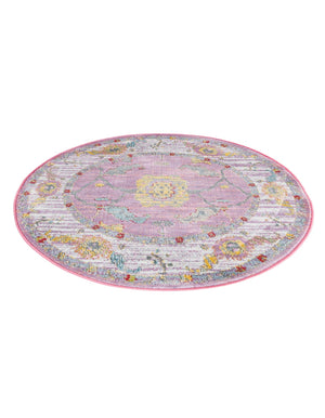 Pink 3' 3 x 3' 3 Paragon Round Area Rug 100% Polypropylene Colorful Vivid Boho Style Modern Carpet for Unique Interiors for Sale at Rug Engine