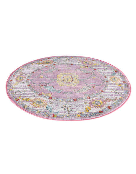 Pink 3' 3 x 3' 3 Paragon Round Area Rug 100% Polypropylene Colorful Vivid Boho Style Modern Carpet for Unique Interiors for Sale at Rug Engine